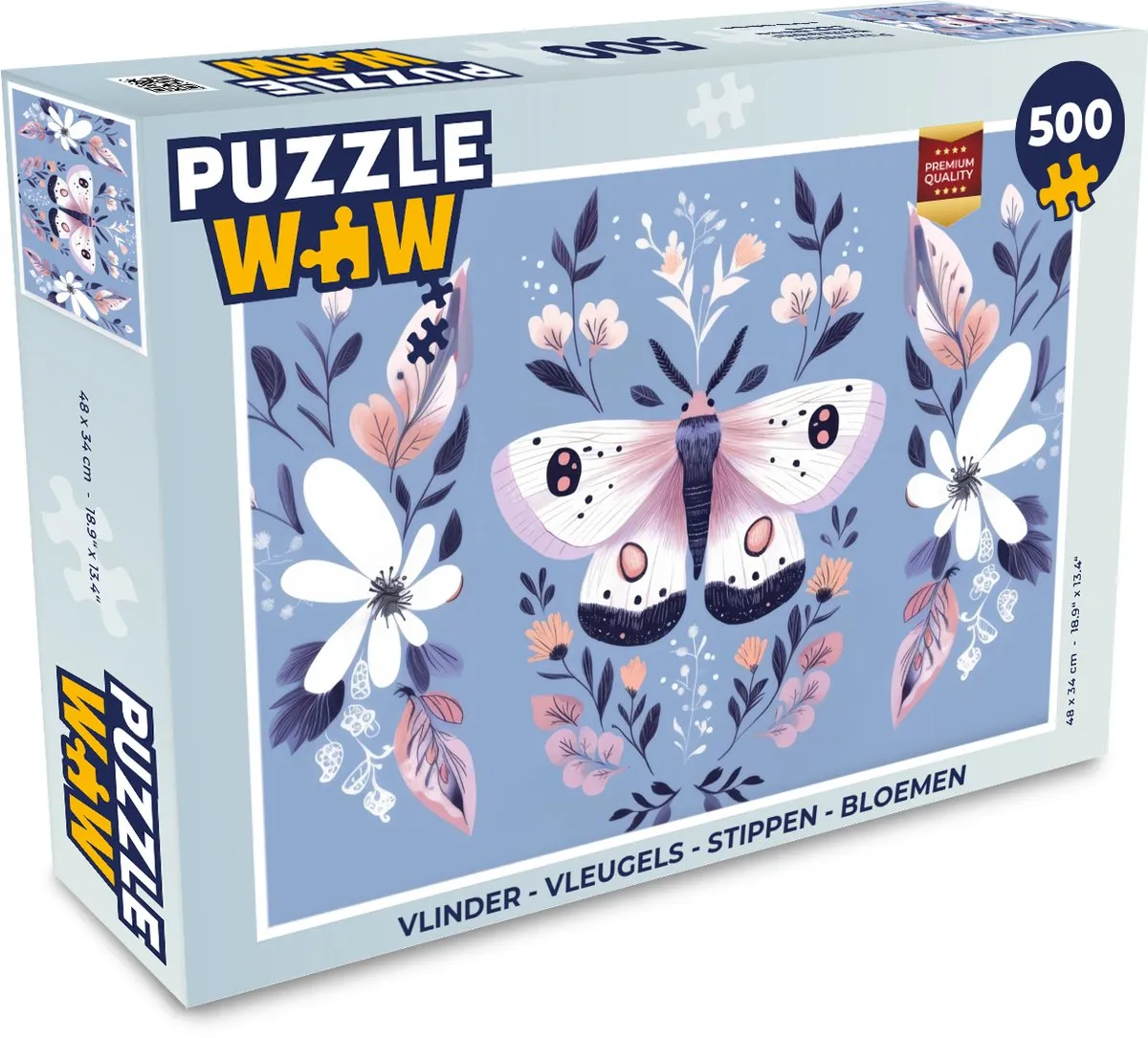 PuzzleWow Vlinder Puzzel 500 Stuks - Bloemen & Bladeren