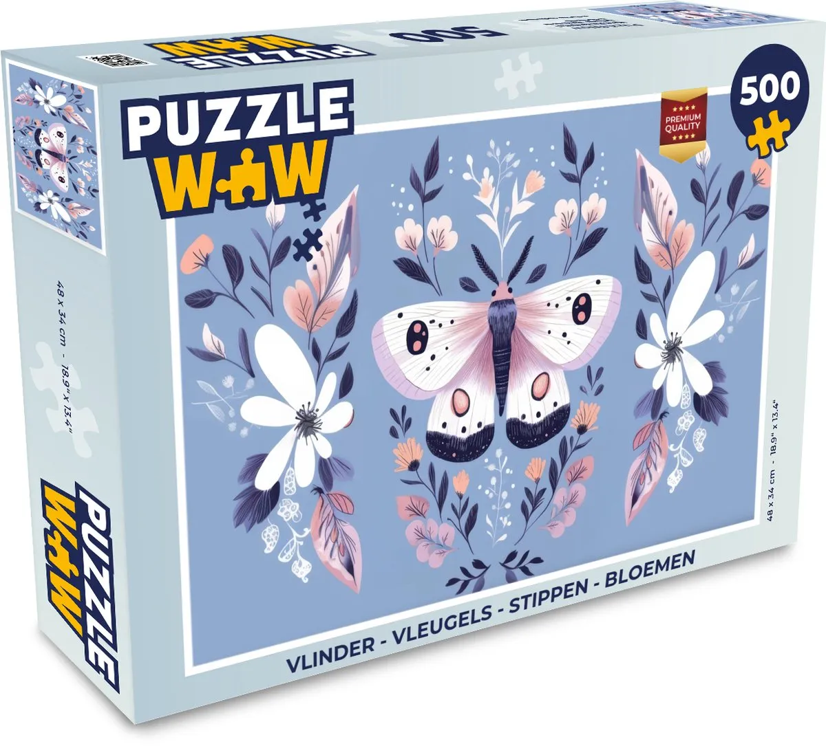 PuzzleWow Vlinder Puzzel 500 Stuks - Bloemen & Bladeren