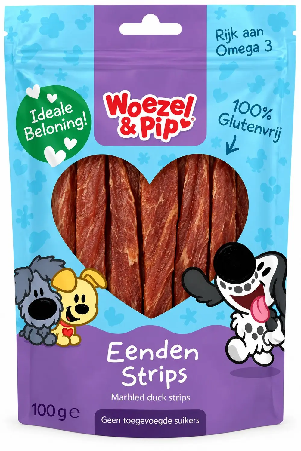 Woezel & Pip Eenden Strips Hondensnack 100g