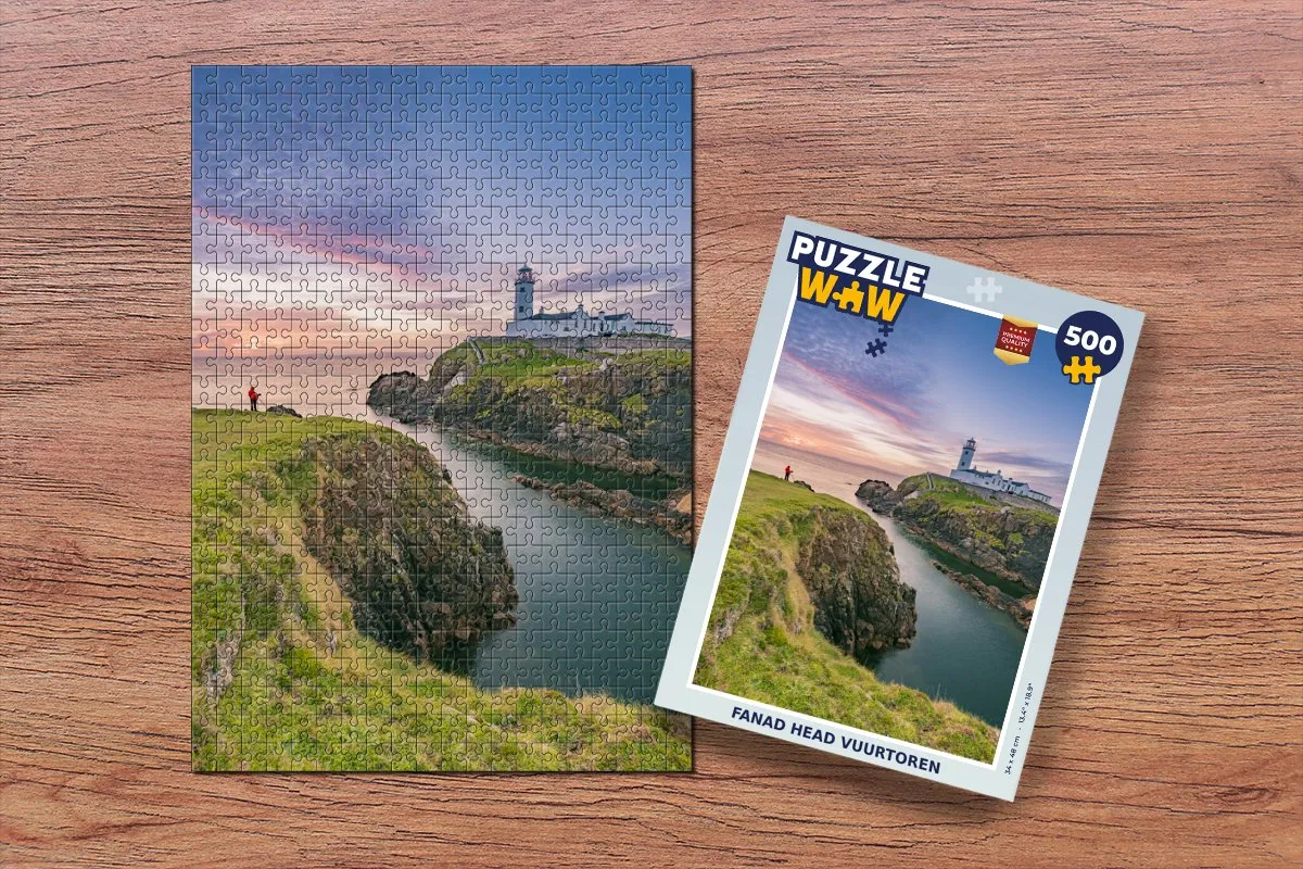 PuzzleWow Fanad Head Vuurtoren Legpuzzel 500 Stuks - Multicolor