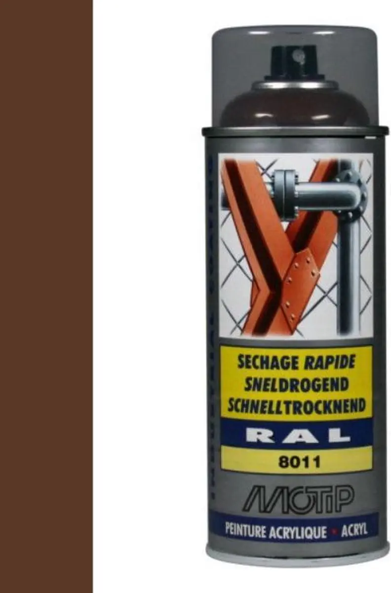 Motip industrial acryllak hoogglans RAL 8011 noten bruin