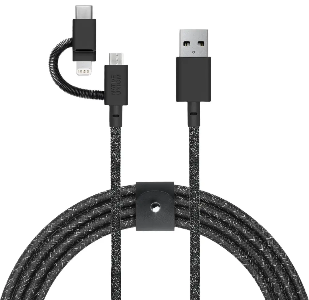 Native Union Belt Cable Universeel 2M - USB-A/USB-C/Micro-USB/Lightning - Transparent