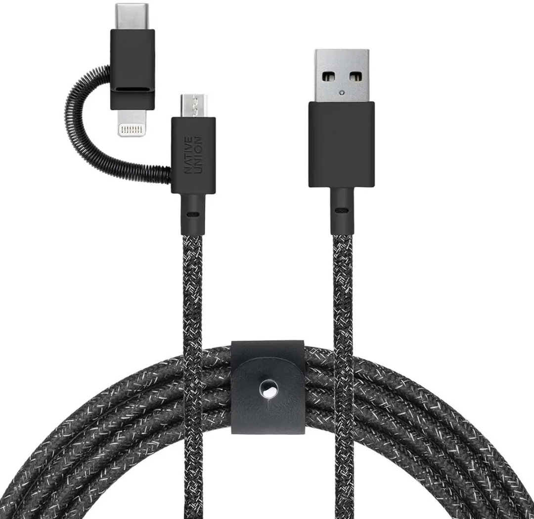Native Union Belt Cable Universeel 2M - USB-A/USB-C/Micro-USB/Lightning - Transparent