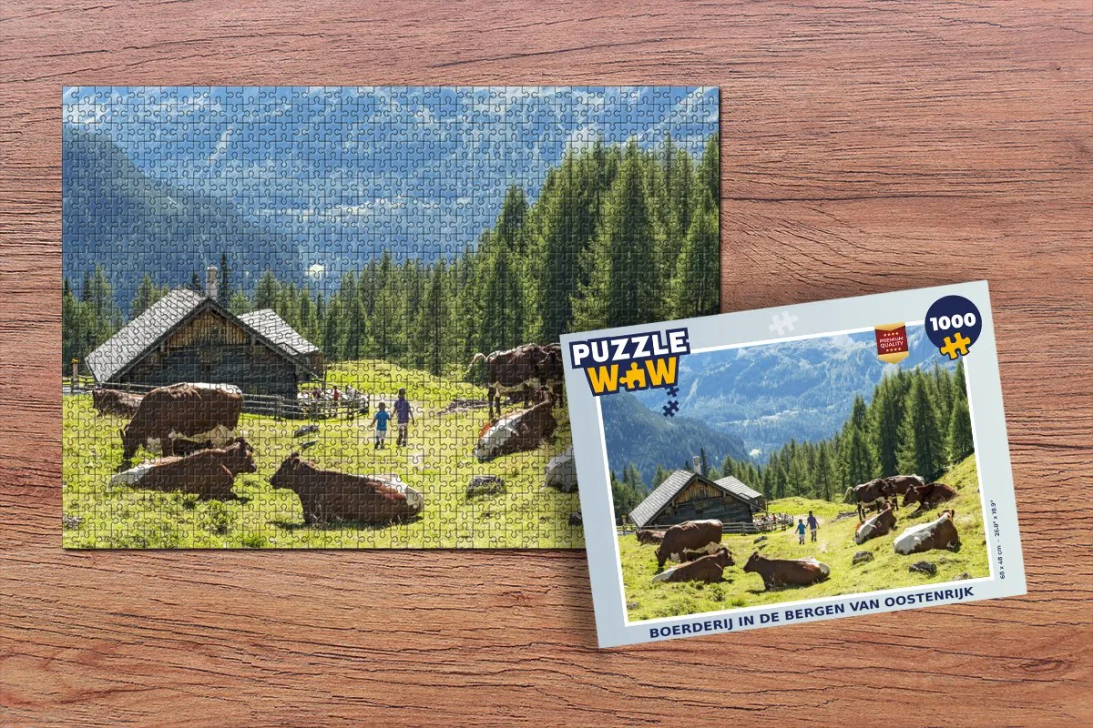 PuzzleWow Legpuzzel Boerderij in de Bergen Oostenrijk 1000 Stuks - Multicolor