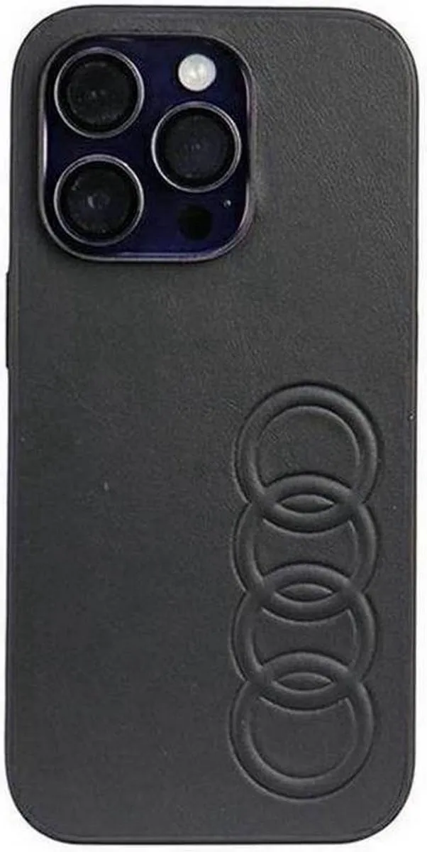 Audi Synthetic Leather Back Case - iPhone 14 Pro - Zwart