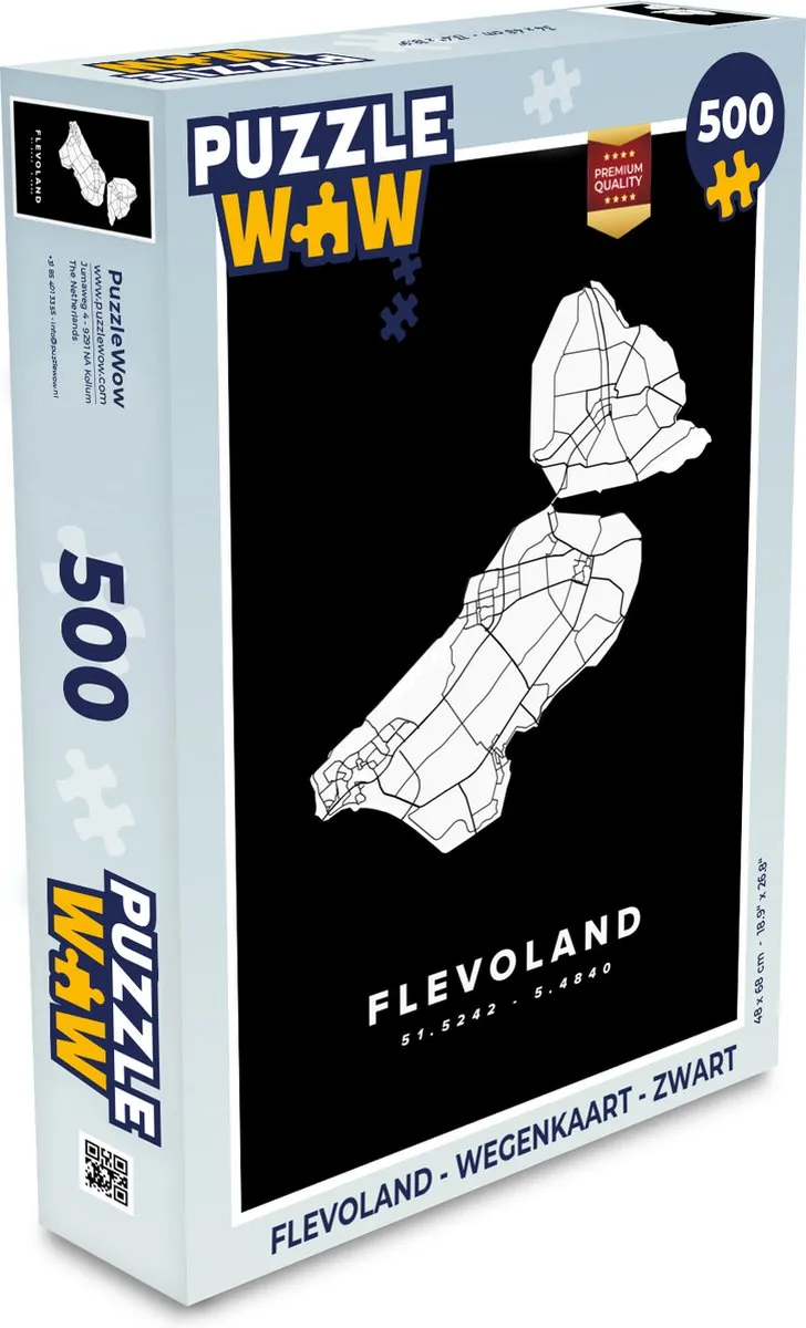 PuzzleWow Flevoland Wegenkaart Puzzel 500 Stuks