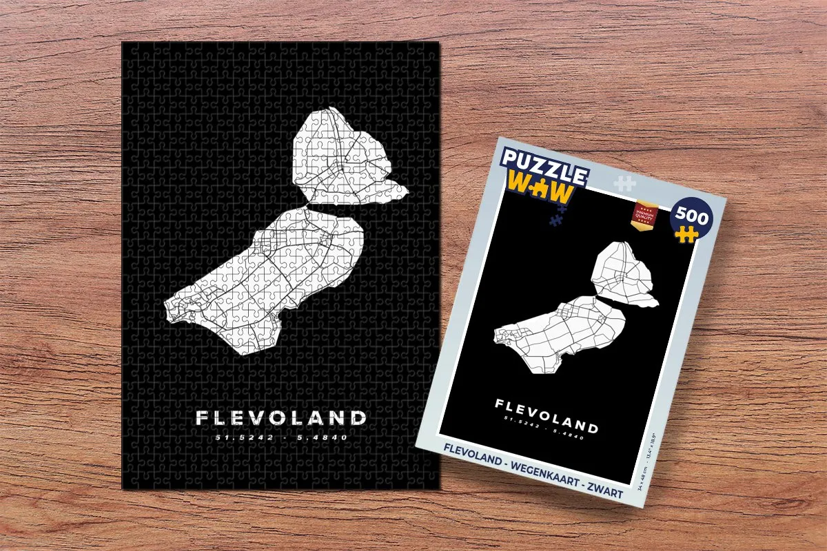 PuzzleWow Flevoland Wegenkaart Puzzel 500 Stuks - Multicolor