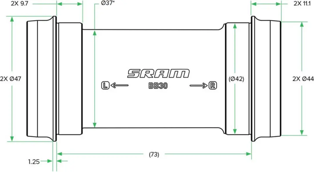 SRAM DUB BB386 Race Trapd Cups - Zwart - afbeelding 2 van 6
