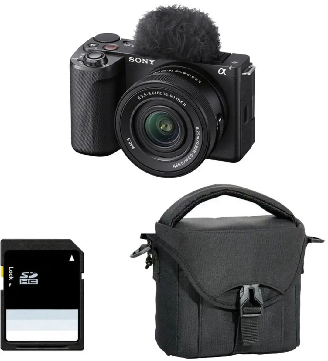 SONY ALPHA ZV-E10 II SCHWARZ + 16-50 PZ II + Tasche + 8 GB SD-Karte