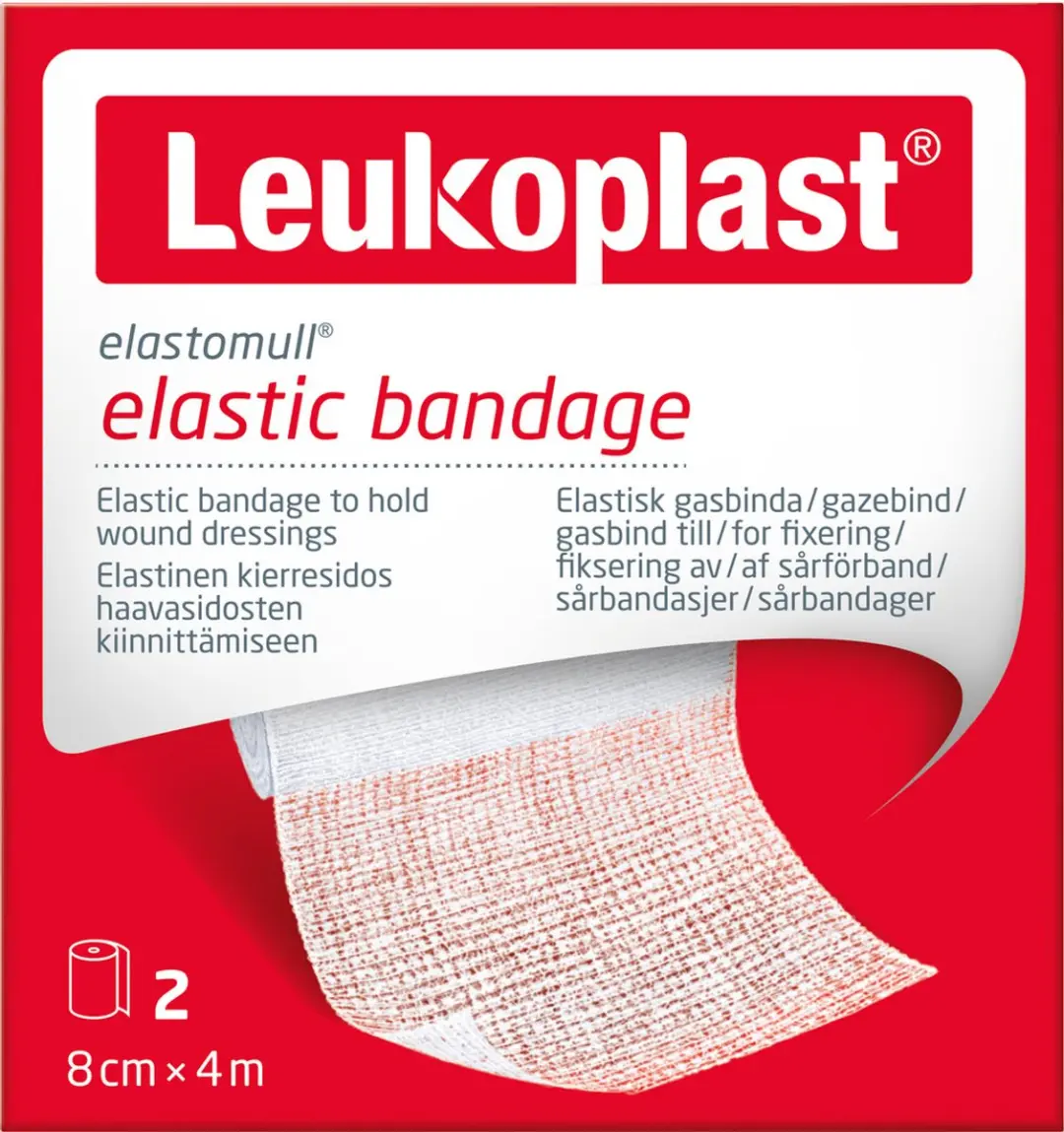 Leukoplast Elastomul 4m x 8cm - 2 Rollen - Rood/Wit - afbeelding 6 van 6