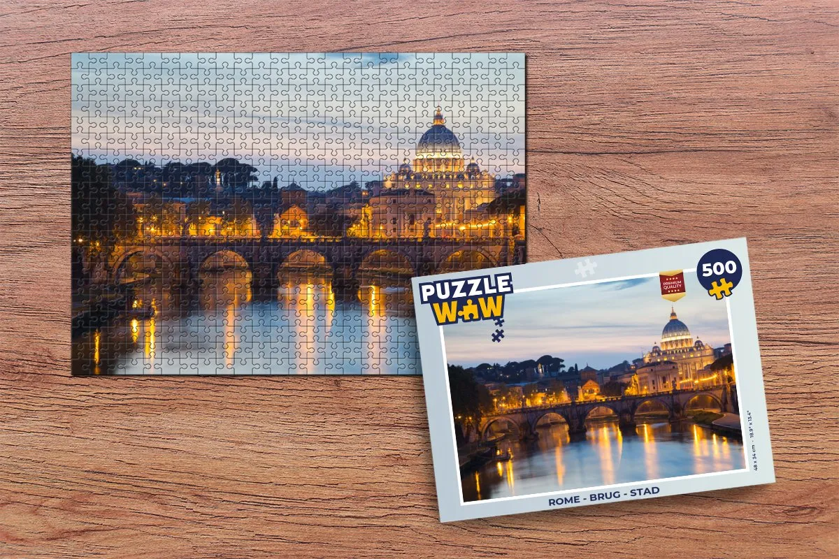 PuzzleWow Rome Brug Stad Legpuzzel 500 Stuks - Multicolor