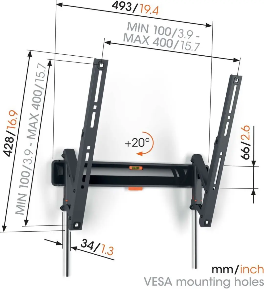 Vogel's TVM3413 TV Bevestiging 32-65" - Zwart - afbeelding 6 van 6