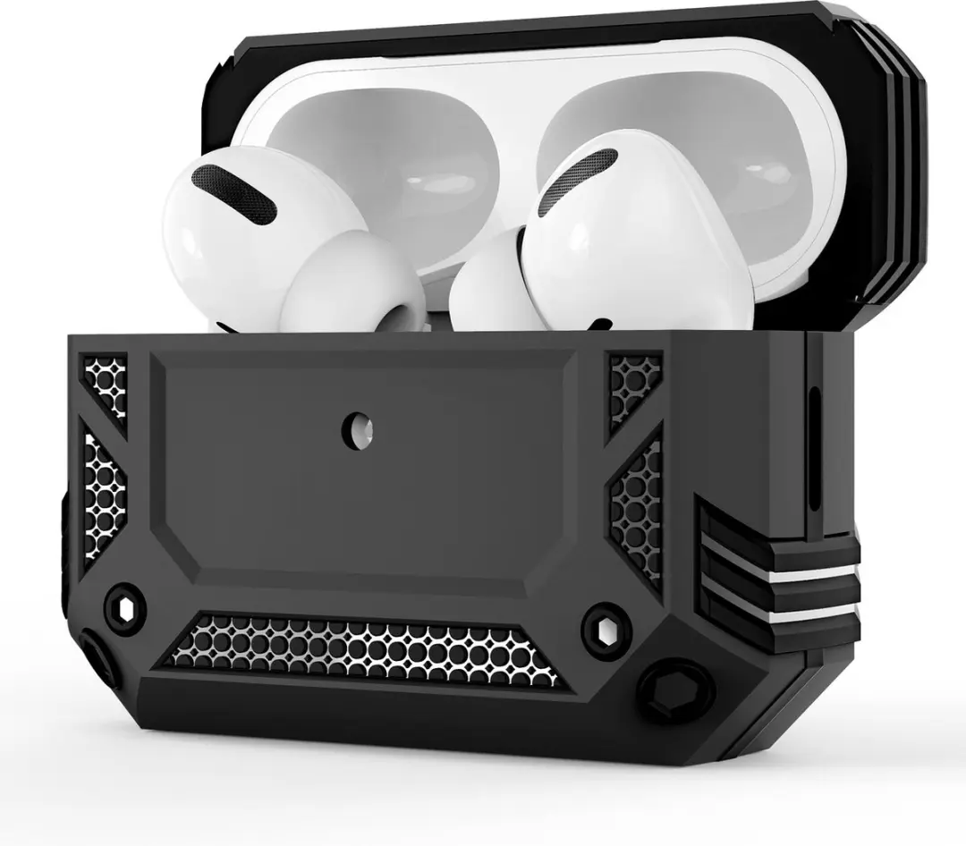 Nuvex Hoesje Geschikt voor Airpods 2 Pro Armor Case Zwart Oplaadcase Beschermhoe