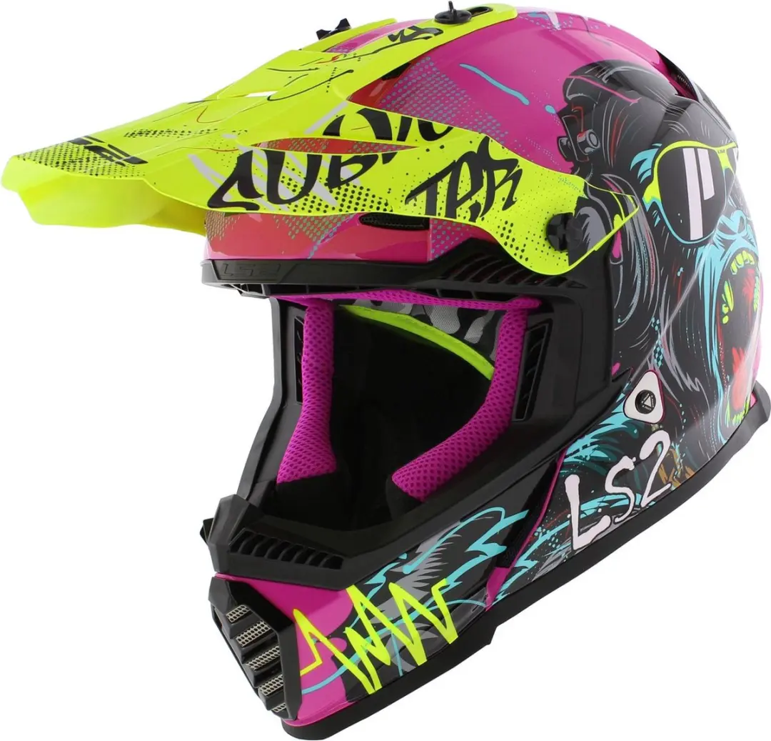 LS2 MX437 Fast II Mini Gorilla Paars 06 Kids Crosshelm