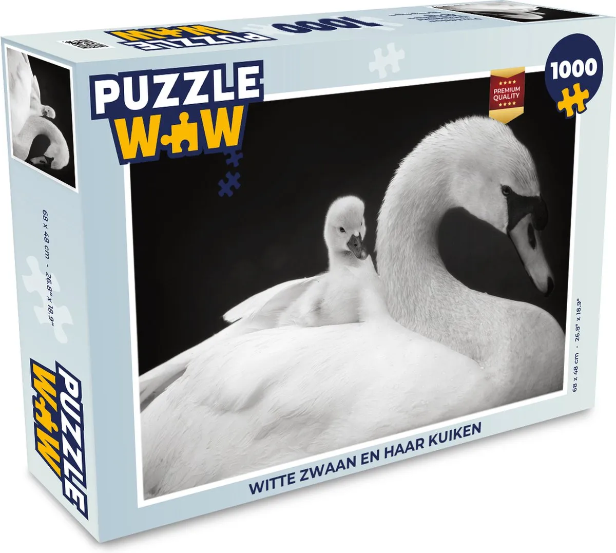 PuzzleWow Legpuzzel Witte Zwaan en Kuiken 1000 Stuks - Multicolor