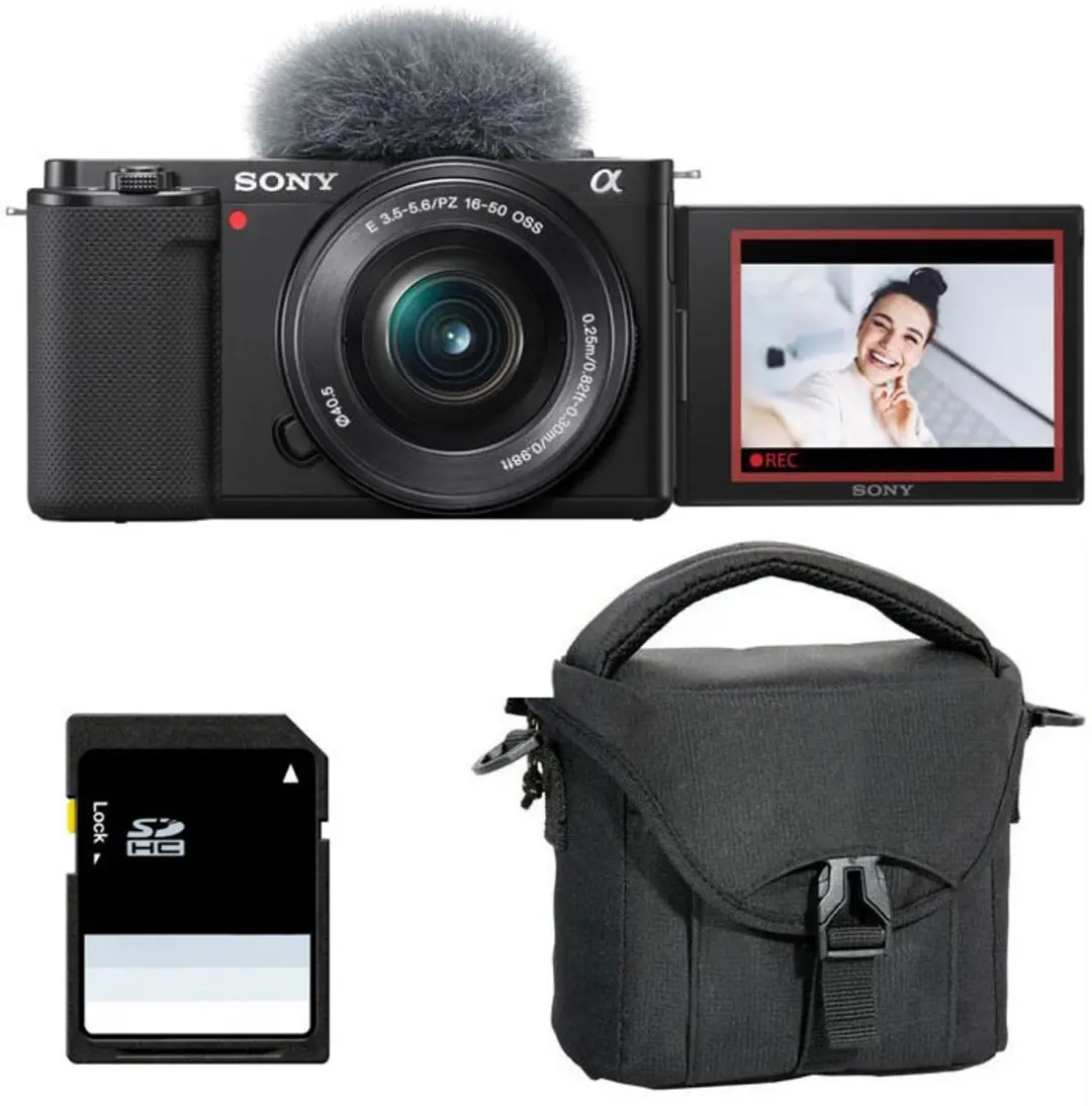 SONY ALPHA ZV-E10 SCHWARZ + 16-50 PZ + Tasche + 8GB SD-Karte