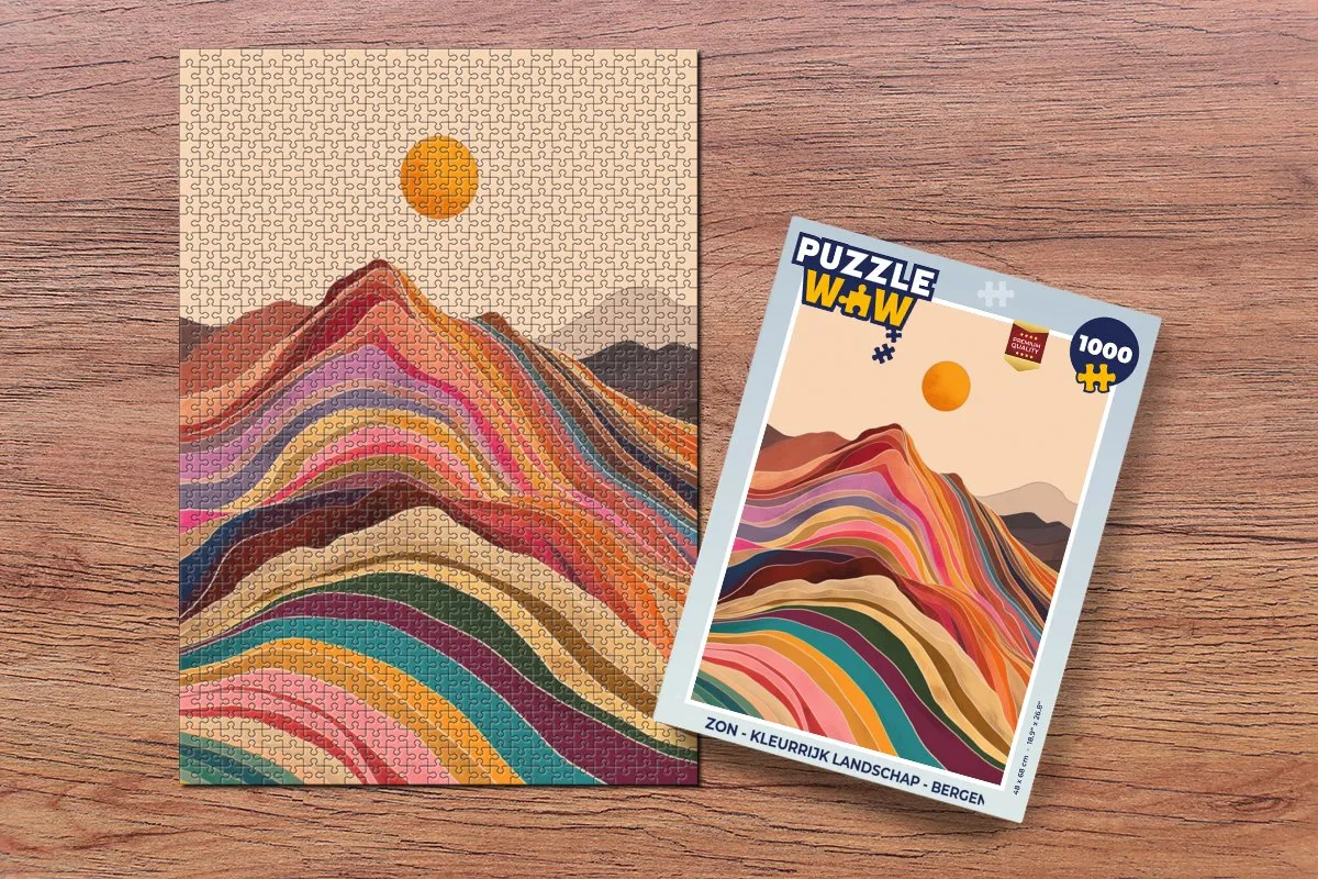 PuzzleWow Legpuzzel 1000 Stuks - Zon & Bergen