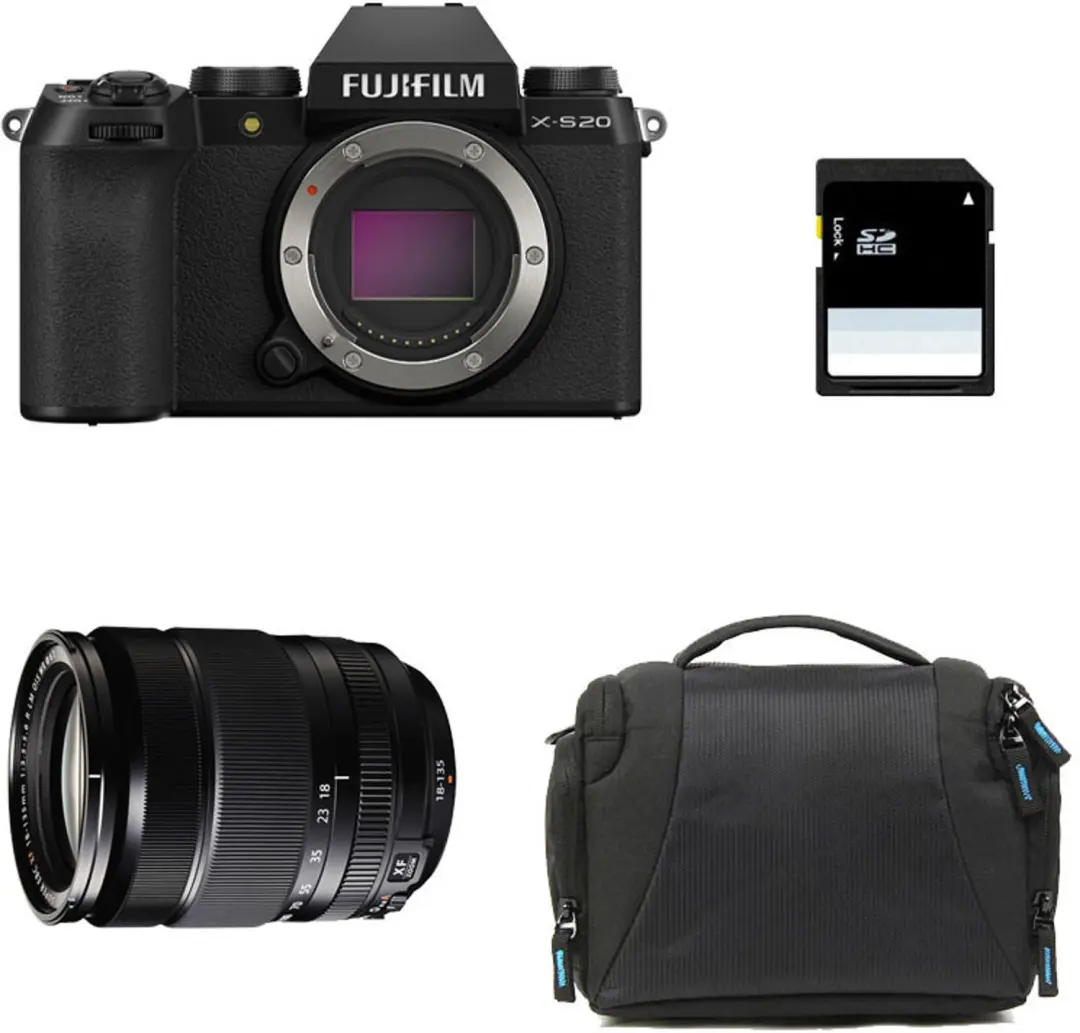 FUJIFILM X-S20 SCHWARZ + 18-135mm Objektiv + Tasche + 8GB SD-Karte