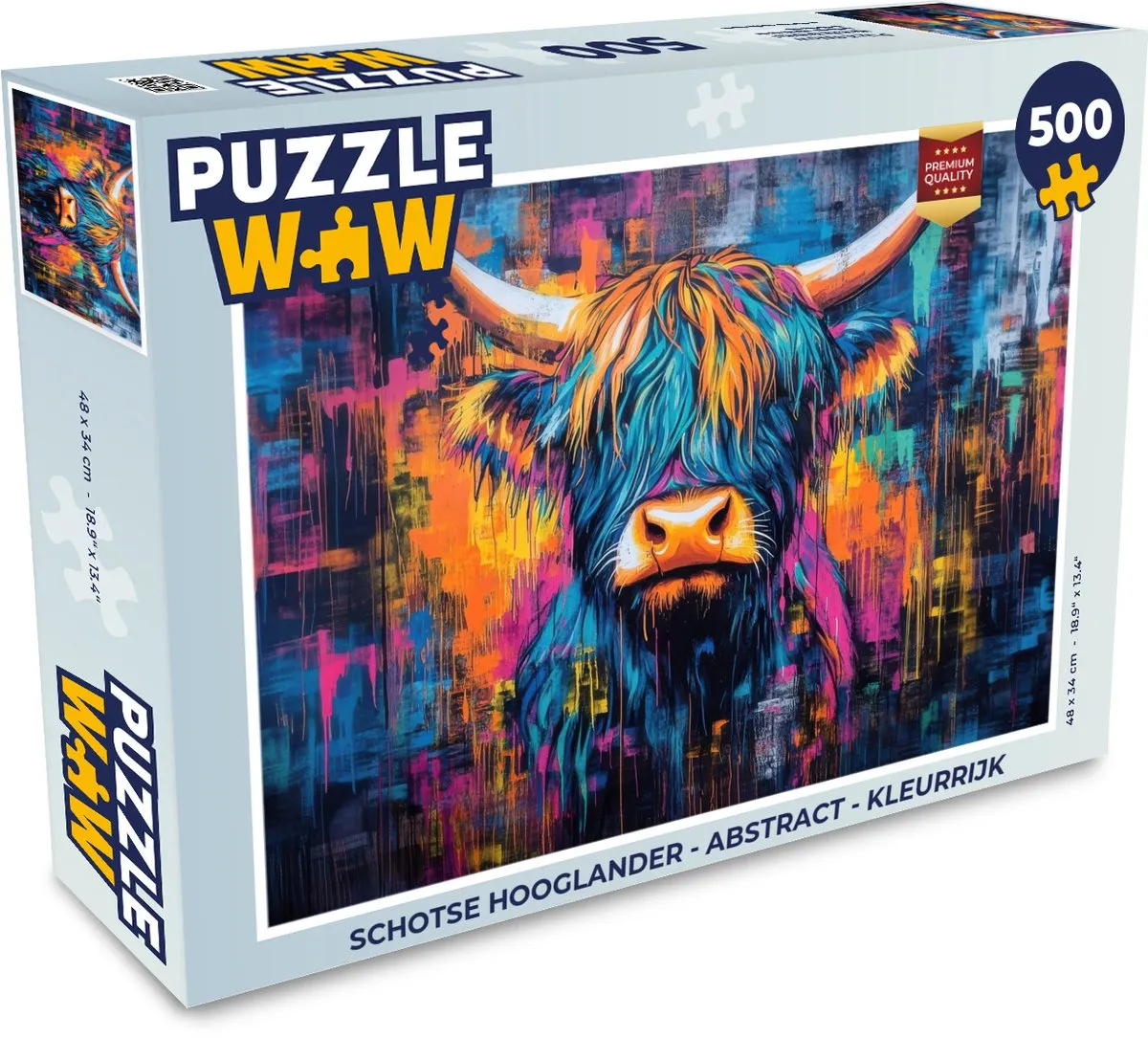 PuzzleWow Schotse Hooglander Abstract Legpuzzel 500 Stuks