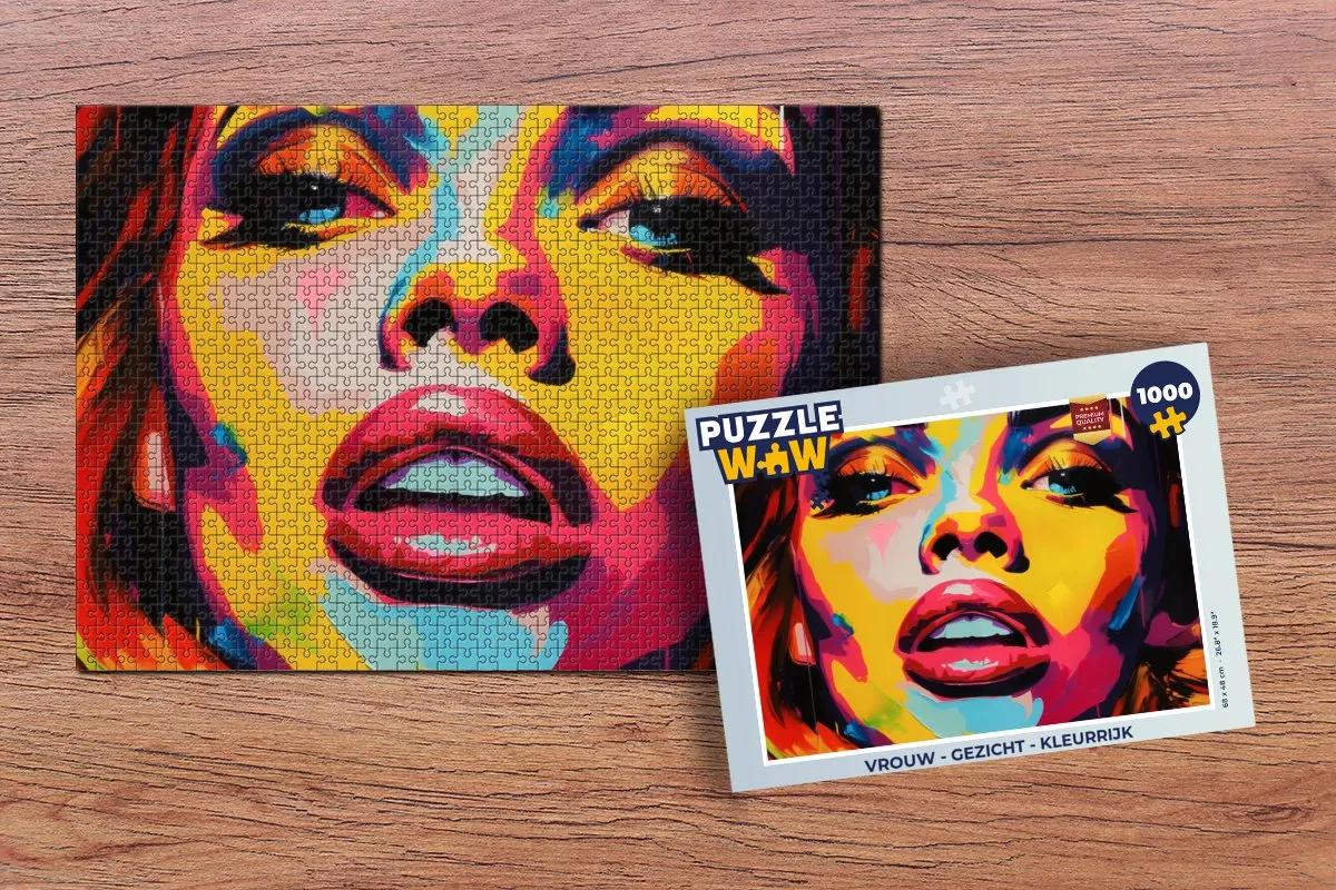 PuzzleWow Vrouw Gezicht Legpuzzel 1000 Stuks - Kleurrijk