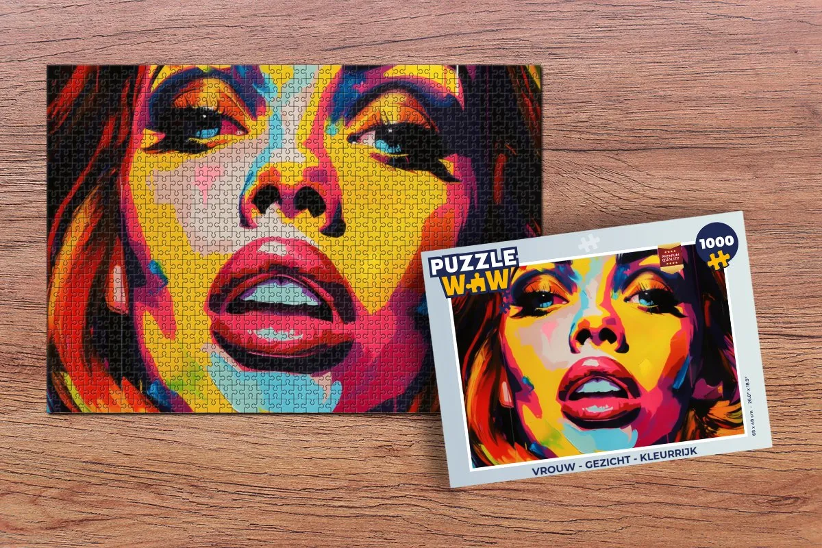 PuzzleWow Vrouw Gezicht Legpuzzel 1000 Stuks - Kleurrijk