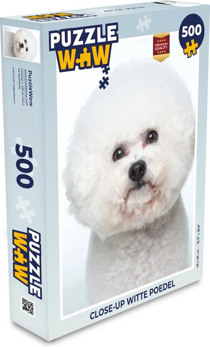 PuzzleWow Close-up Witte Poedel Legpuzzel 500 Stuks - Multicolor