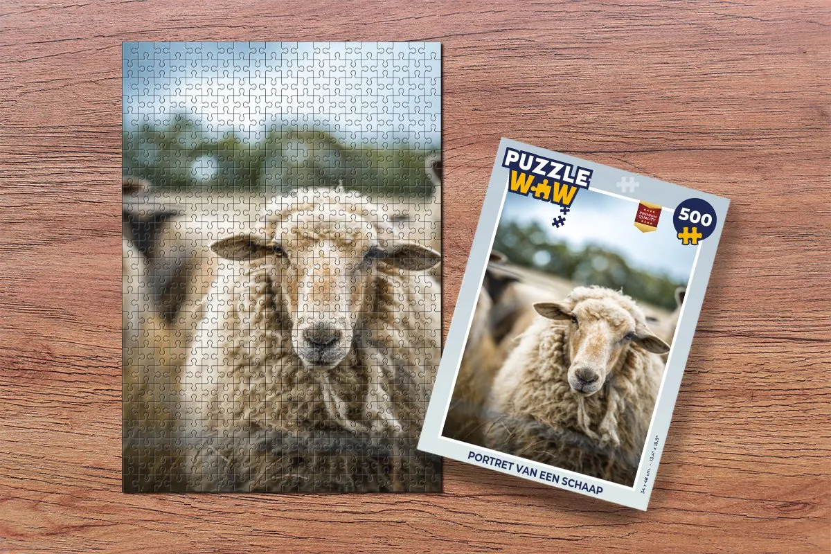 PuzzleWow Portret van een schaap Legpuzzel 500 Stuks - Multicolor