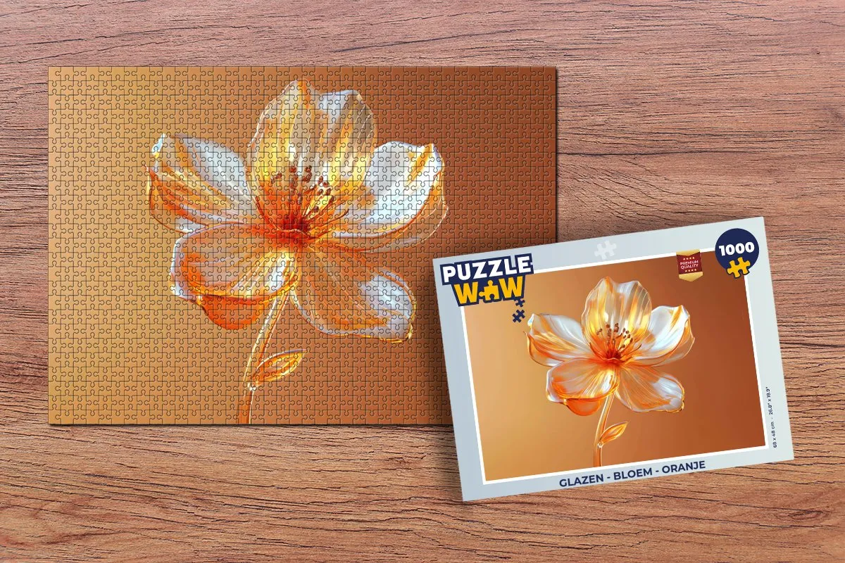 PuzzleWow Bloem Glazen Legpuzzel 1000 Stuks - Oranje