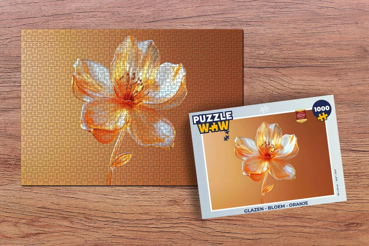PuzzleWow Bloem Glazen Legpuzzel 1000 Stuks - Oranje