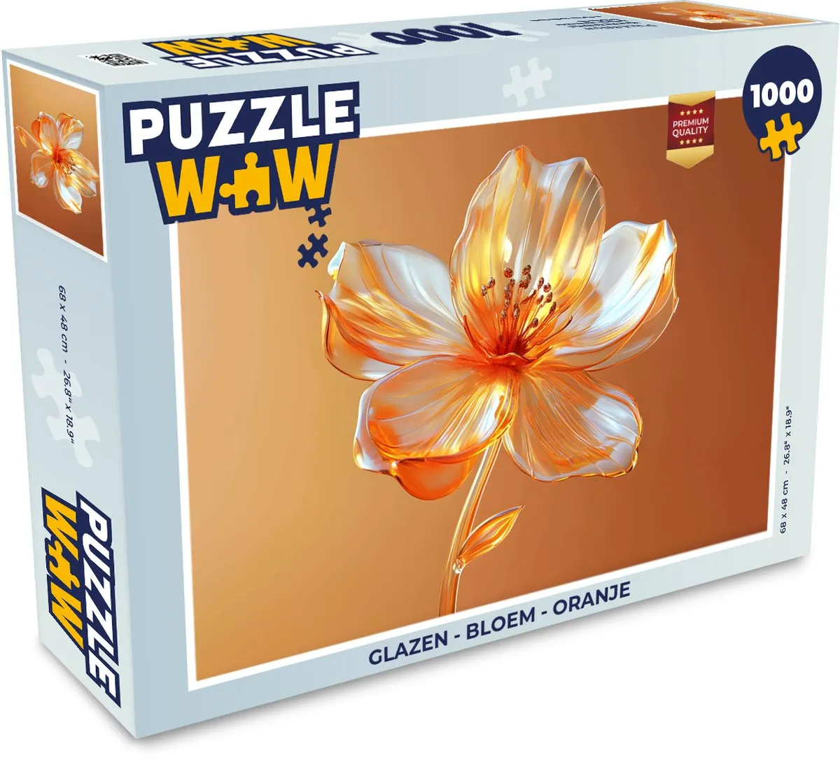 PuzzleWow Bloem Glazen Legpuzzel 1000 Stuks - Oranje