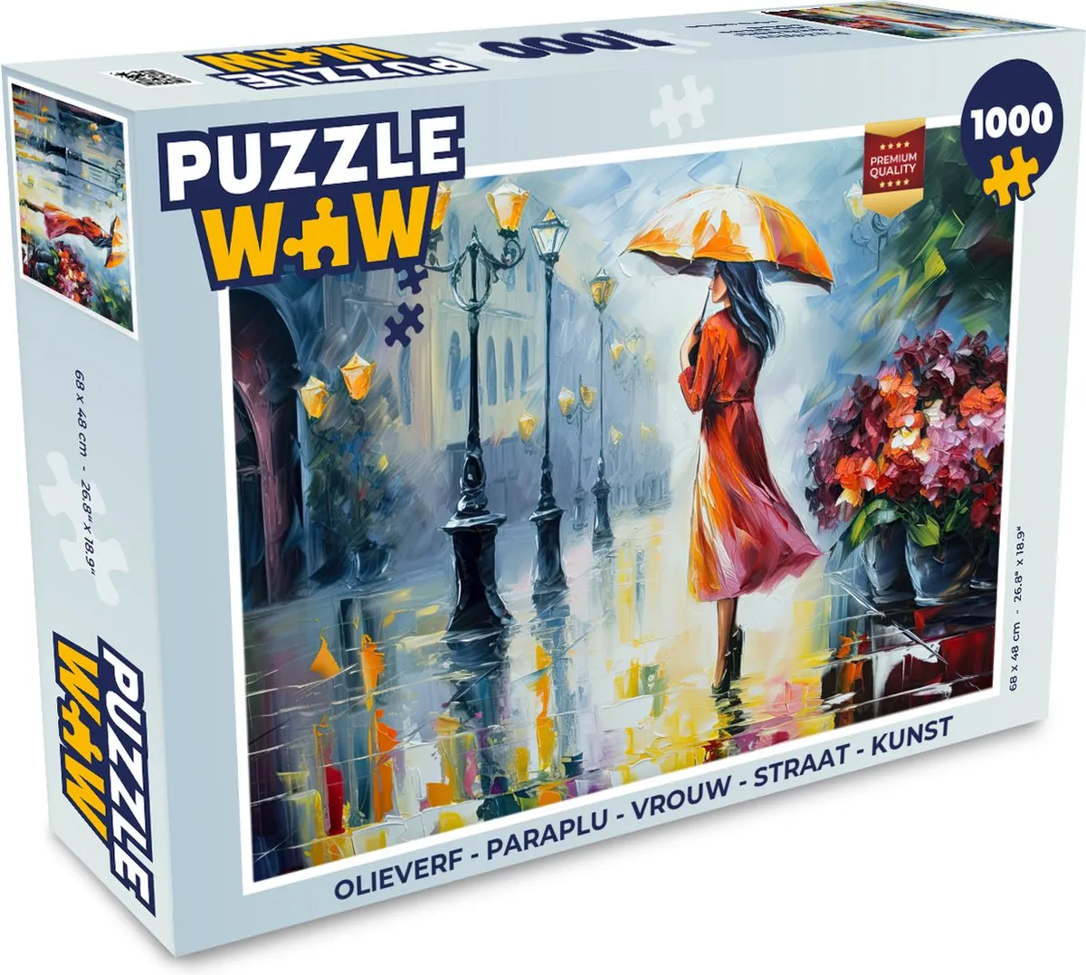 PuzzleWow Paraplu Vrouw Straat Kunst Legpuzzel 1000 Stuks