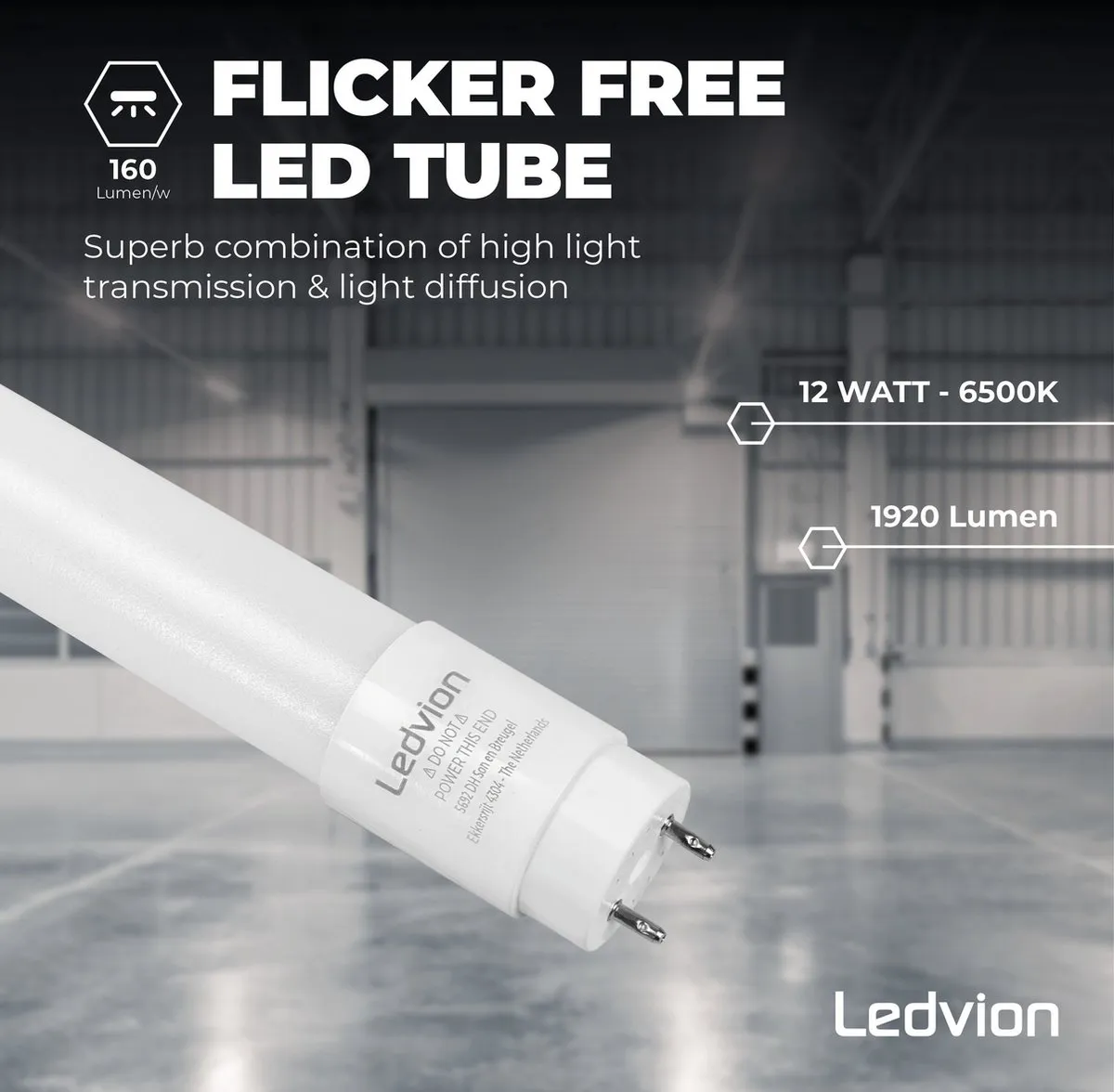 Ledvion LED TL Armatuur 120cm 12W 6500K - Grijs - afbeelding 5 van 6