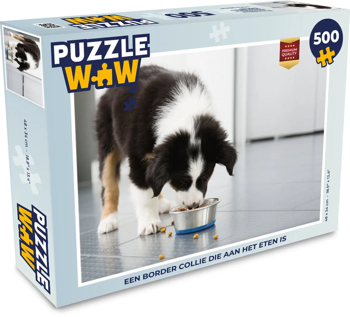 PuzzleWow Border Collie Eten Legpuzzel 500 Stuks - Multicolor