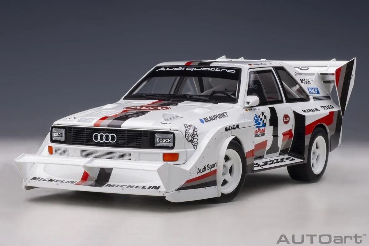 Audi Quattro S1 Pikes Peak Winner 1987 - AUTOart 1:18 Model - Wit - afbeelding 6 van 6