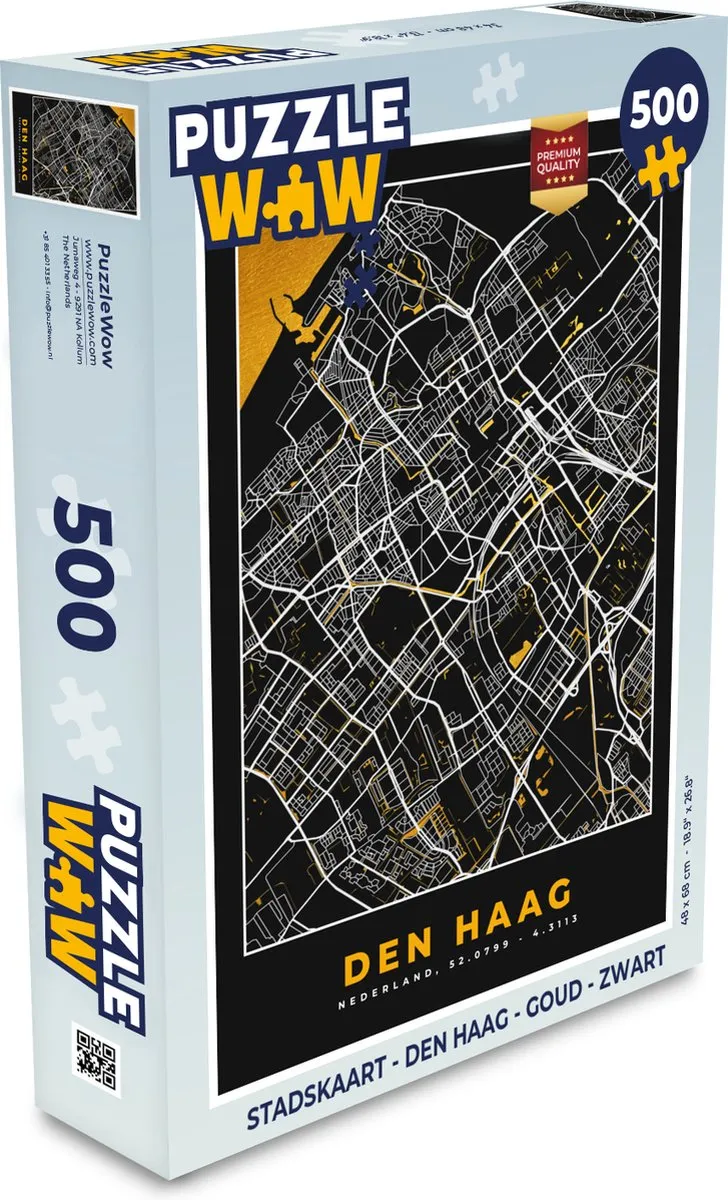 PuzzleWow Stadskaart Den Haag Legpuzzel 500 Stuks