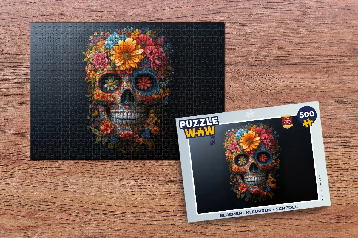 PuzzleWow Bloemen Schedel Legpuzzel 500 Stuks - MPN 8721406847373