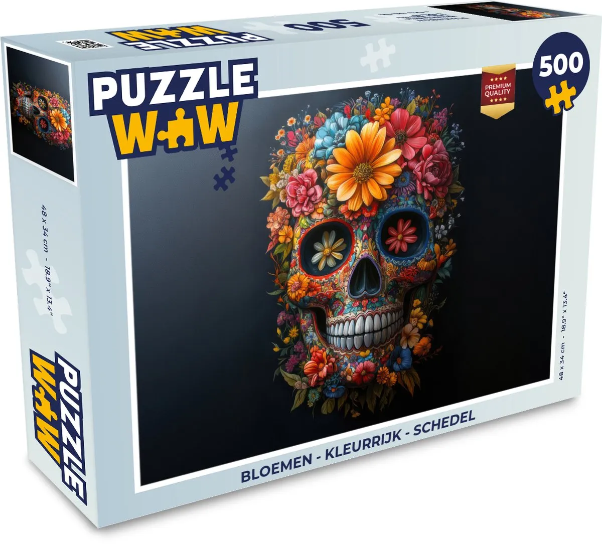 PuzzleWow Bloemen Schedel Legpuzzel 500 Stuks - MPN 8721406847373