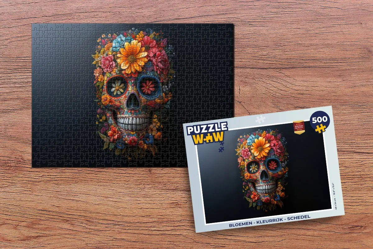 PuzzleWow Bloemen Schedel Legpuzzel 500 Stuks - MPN 8721406847373