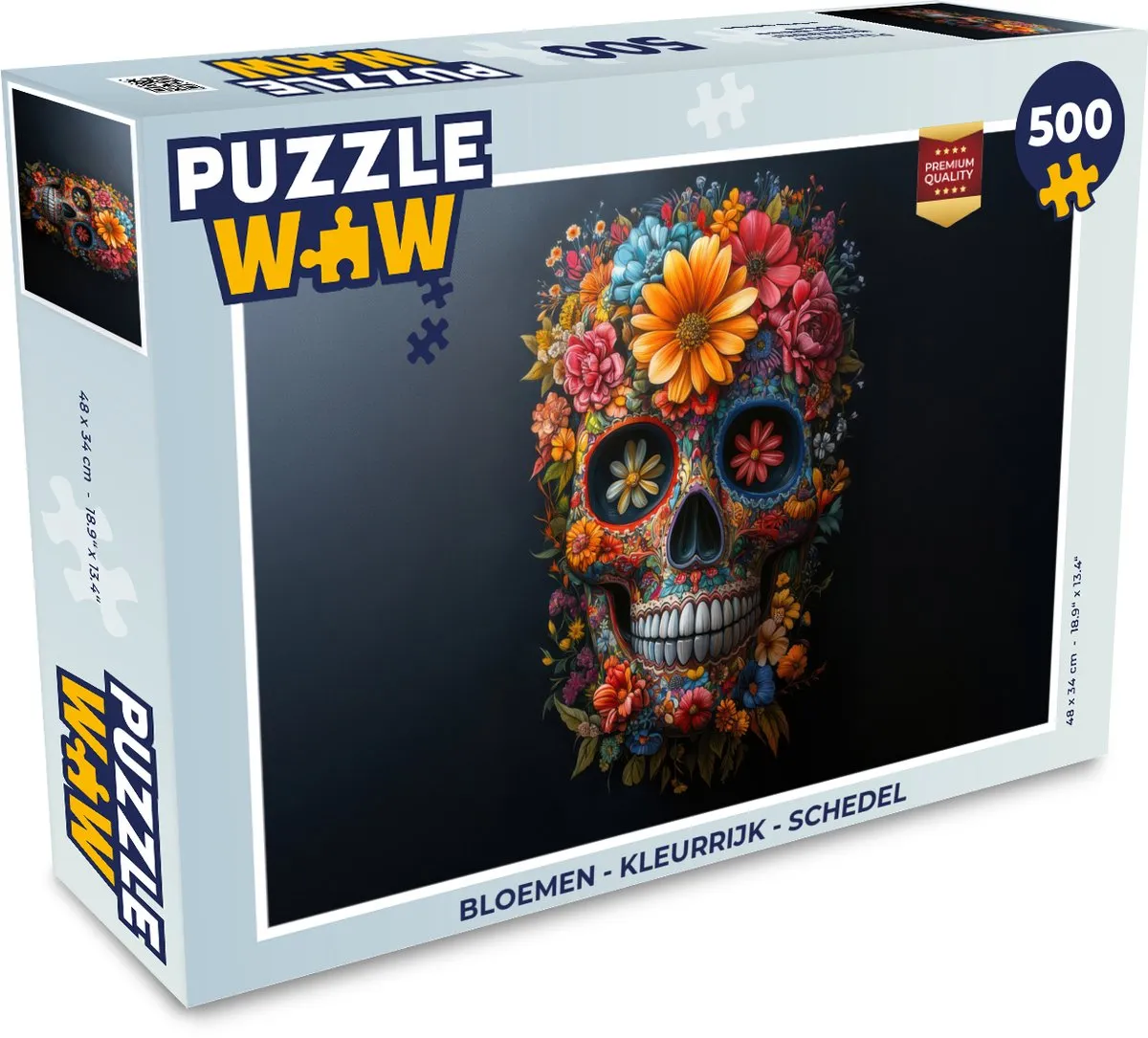 PuzzleWow Bloemen Schedel Legpuzzel 500 Stuks - MPN 8721406847373