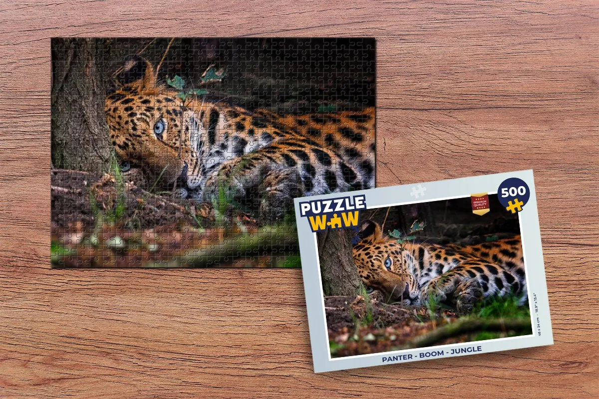 PuzzleWow Panter Boom Jungle Legpuzzel 500 Stuks - Multicolor