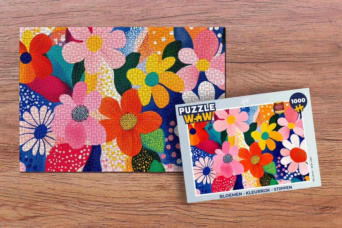 PuzzleWow Bloemen Legpuzzel 1000 Stuks - Modern Stippen
