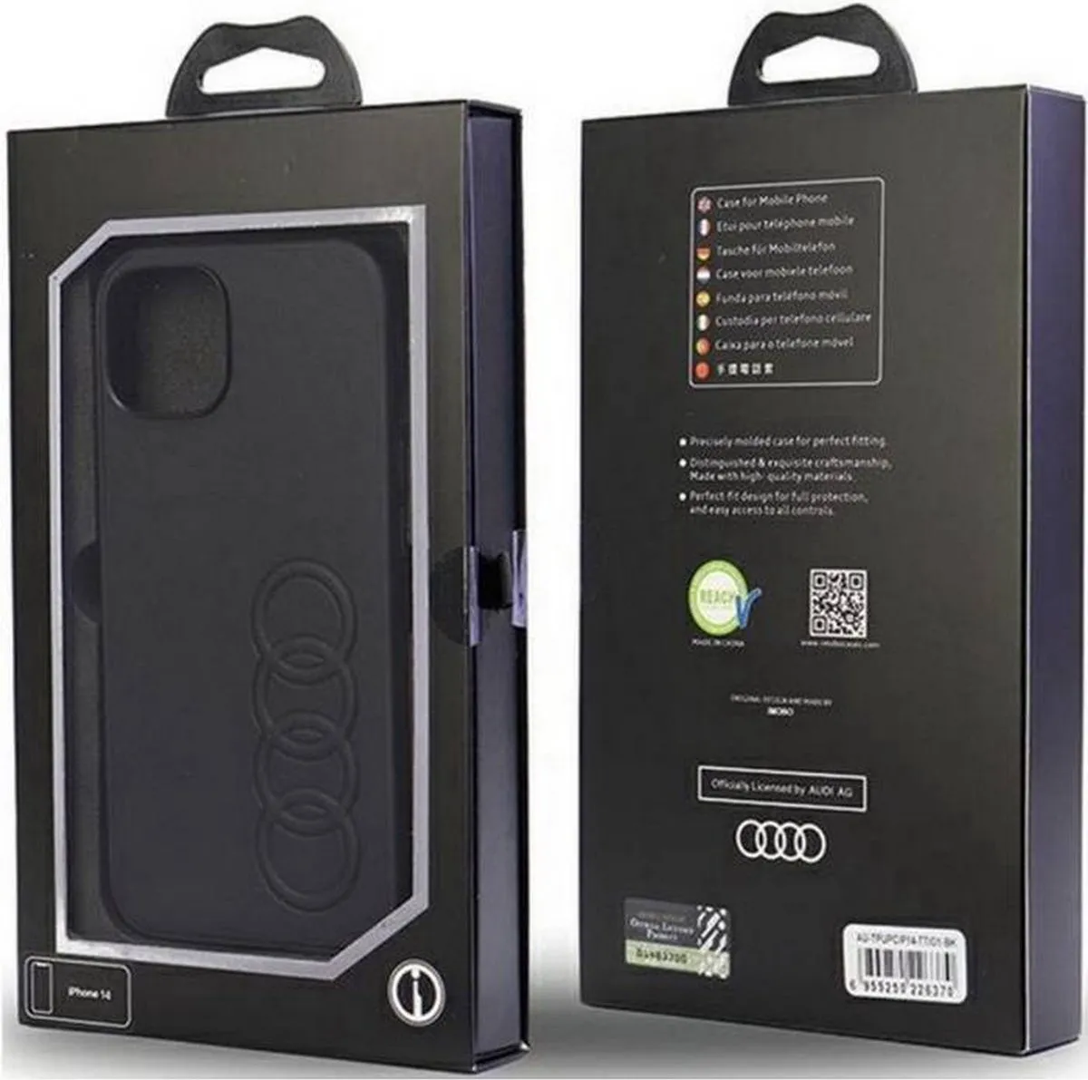 Audi Synthetic Leather Back Case - iPhone 14 - Zwart