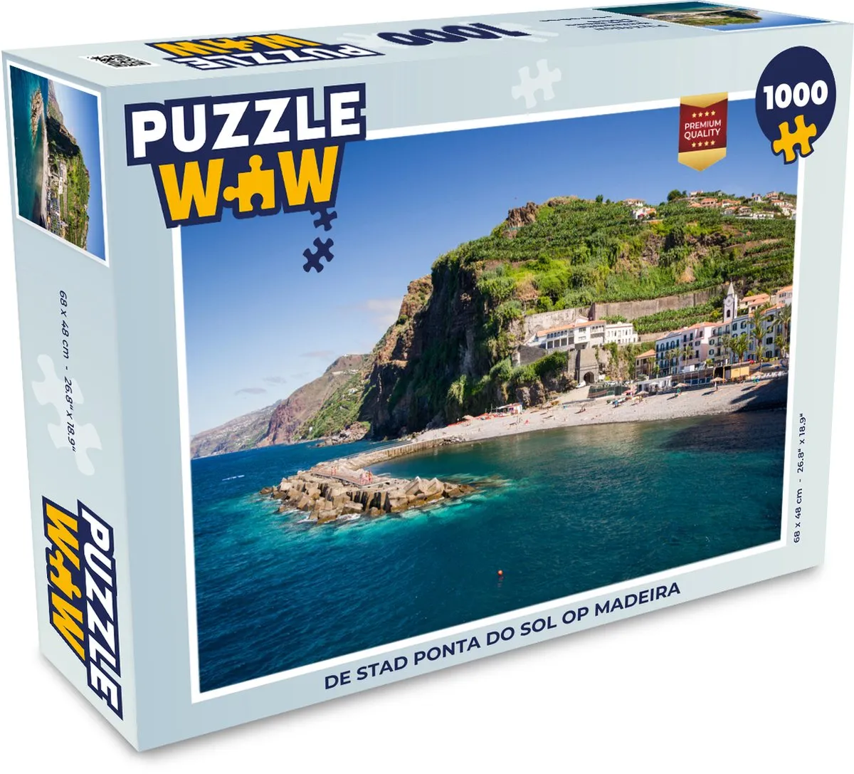 PuzzleWow De stad Ponta do Sol Madeira Legpuzzel 1000 Stuks - Multicolor