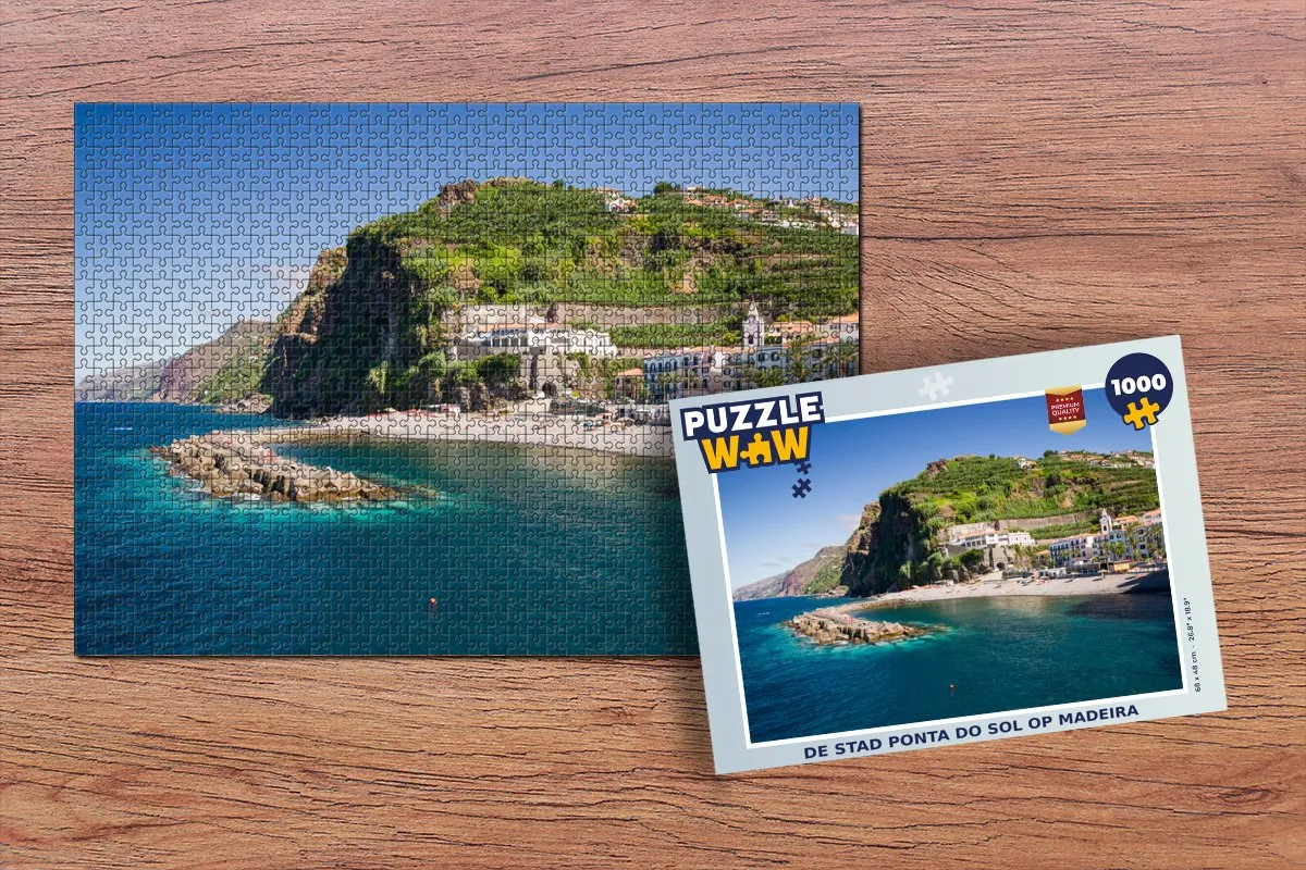 PuzzleWow De stad Ponta do Sol Madeira Legpuzzel 1000 Stuks - Multicolor