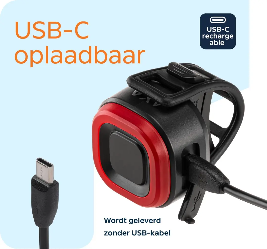 AXA On USB Fietsverlichting Set - 30 Lux - Zwart - afbeelding 6 van 6