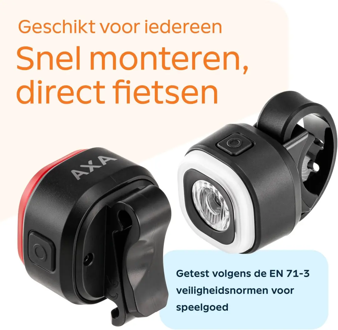 AXA On USB Fietsverlichting Set - 30 Lux - Zwart - afbeelding 5 van 6
