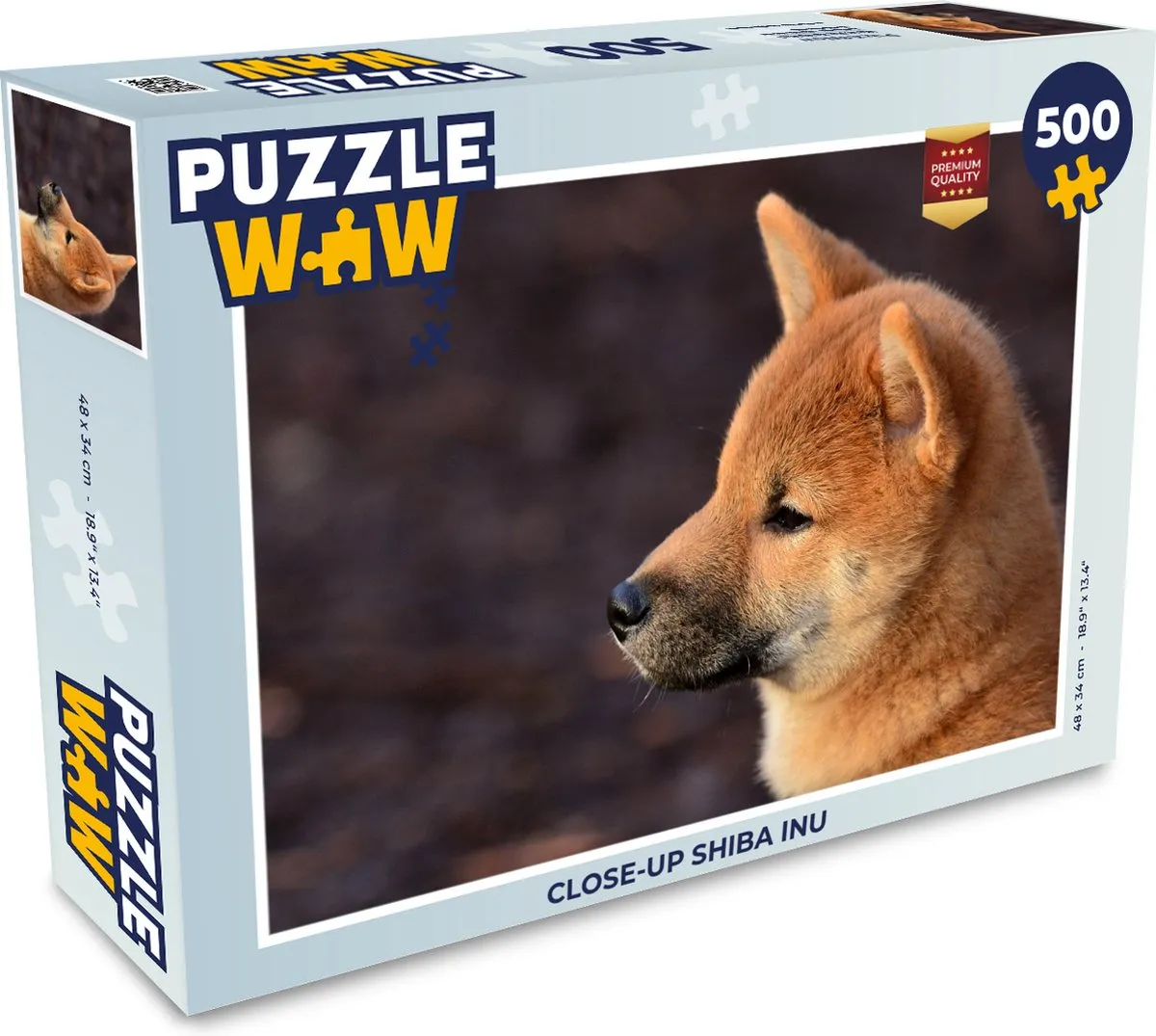 PuzzleWow Close-up Shiba Inu Legpuzzel 500 Stuks