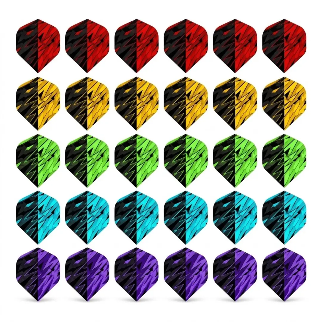 Groen rood blauw paars geel dart flights set unisex standaard vorm kunststof bli