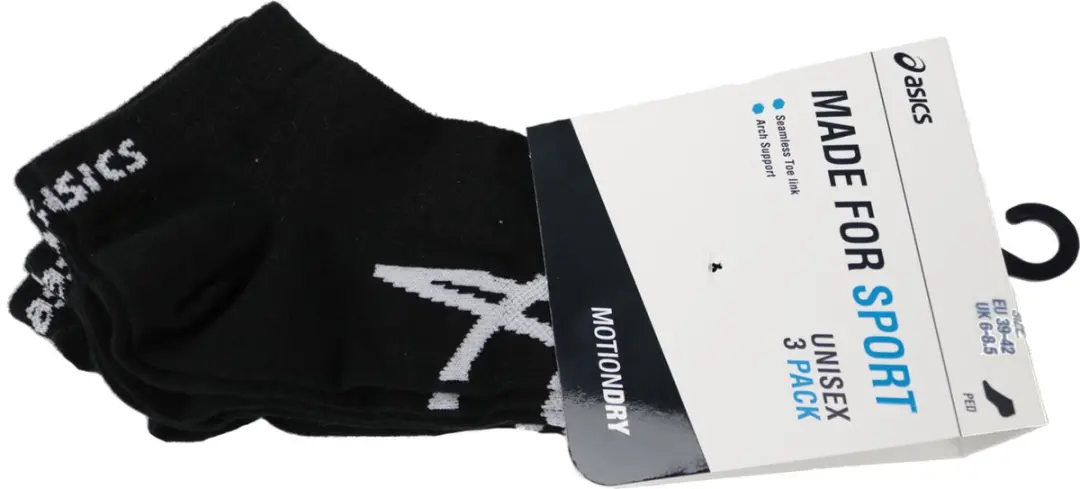 Asics 3PPK Ped Sock 132724-0904, Unisex, Zwart, Sportsokken maat: 35-38 EU
