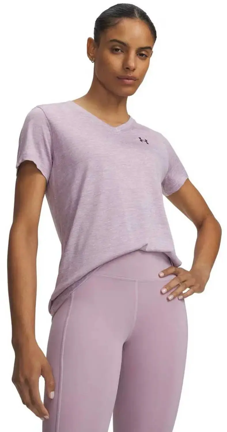 Under Armour Tech Twist V-neck T-shirt Met Korte Mouwen Roze S Vrouw